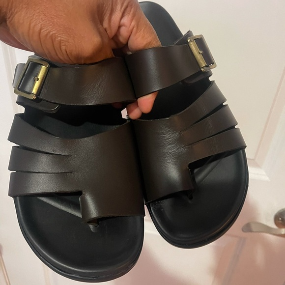 Nice Custom made Sandal Slippers with side buckle detail Dark Brown Sz 44 main image 11